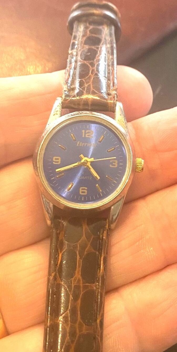 VTG Women's 25mm Silver Tone Eternity Watch, Blue Face